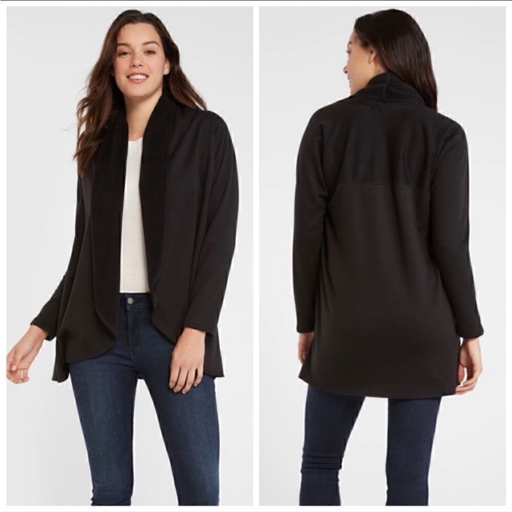 NWT DREW Size Small Black Morrison Cozy Fleece Open Front Cardigan Sweater